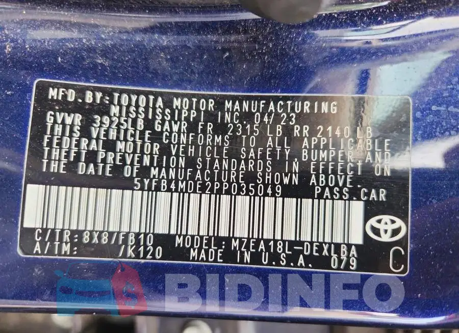 5YFB4MDE2PP035049 Photo# 12