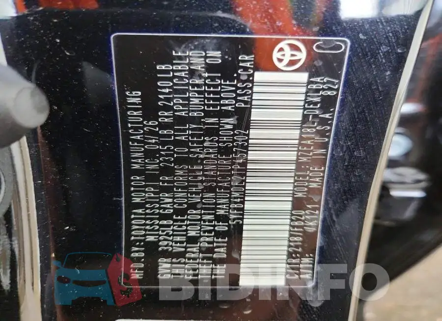 5YFB4MDE2TP457302 Photo# 12