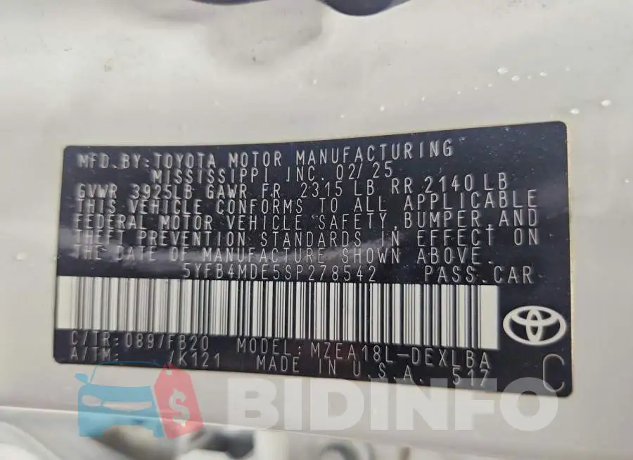5YFB4MDE5SP278542 Photo# 12