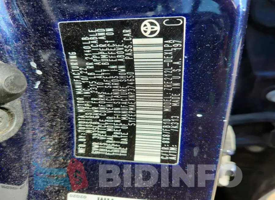 5YFEPMAEXNP374650 Photo# 12