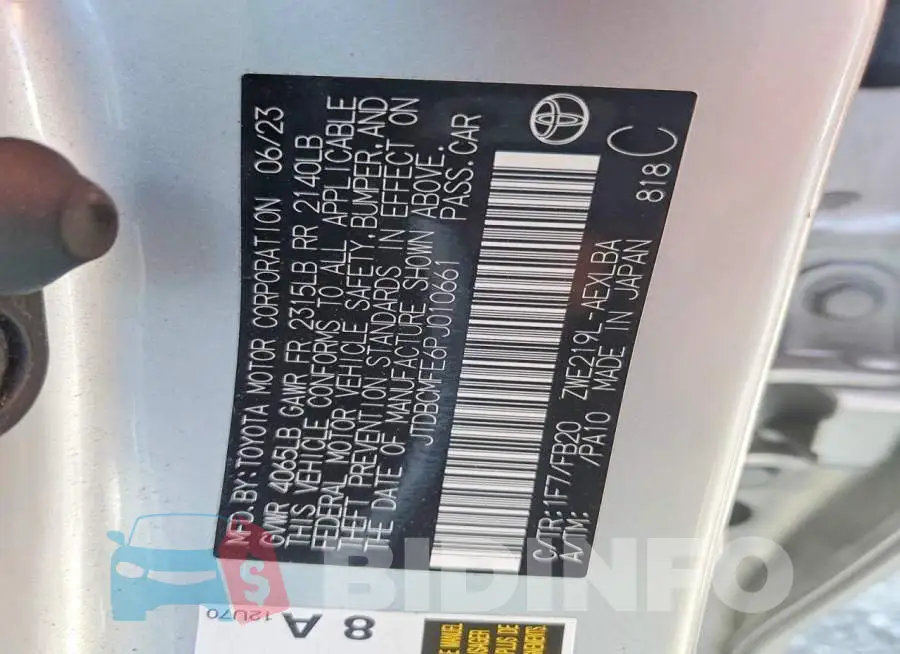 JTDBCMFE6PJ010661 Photo# 12