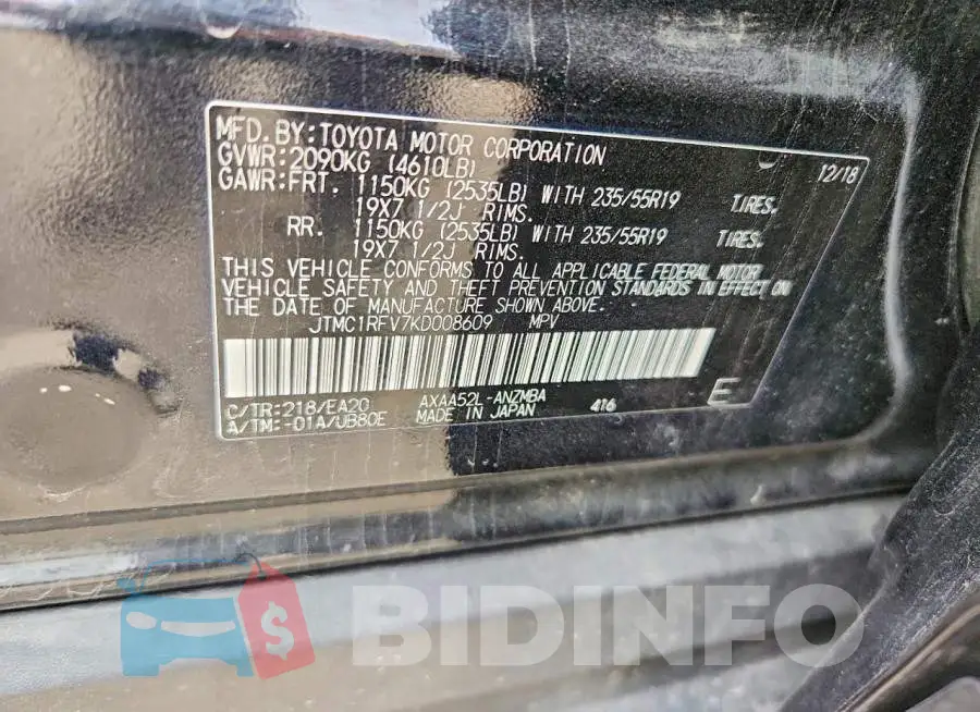 JTMC1RFV7KD008609 Photo# 13