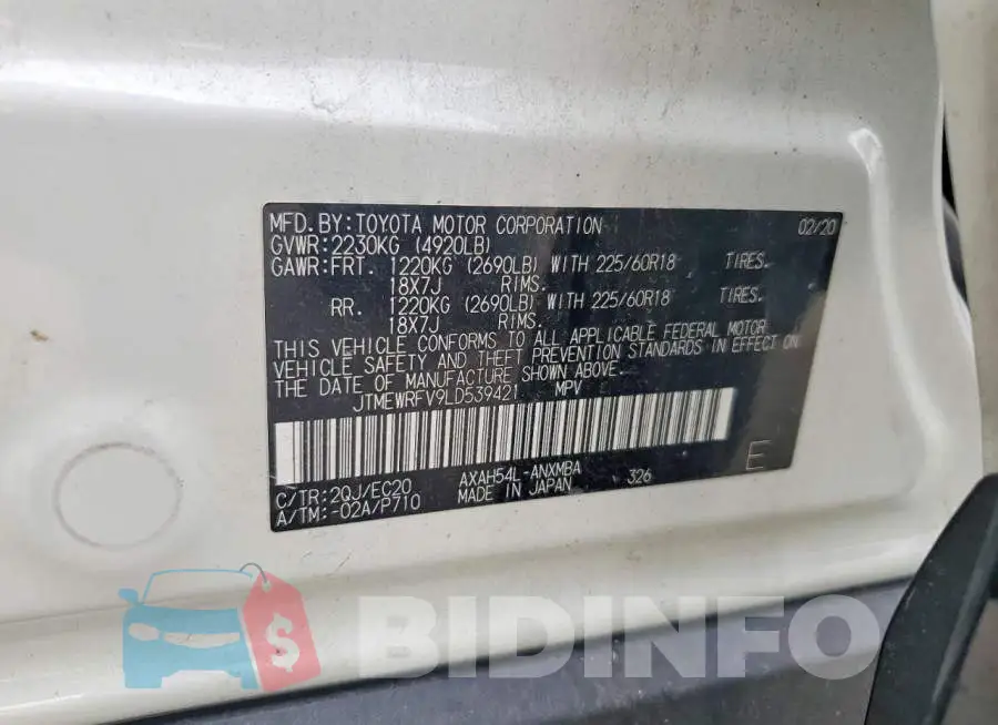 JTMEWRFV9LD539421 Photo# 14