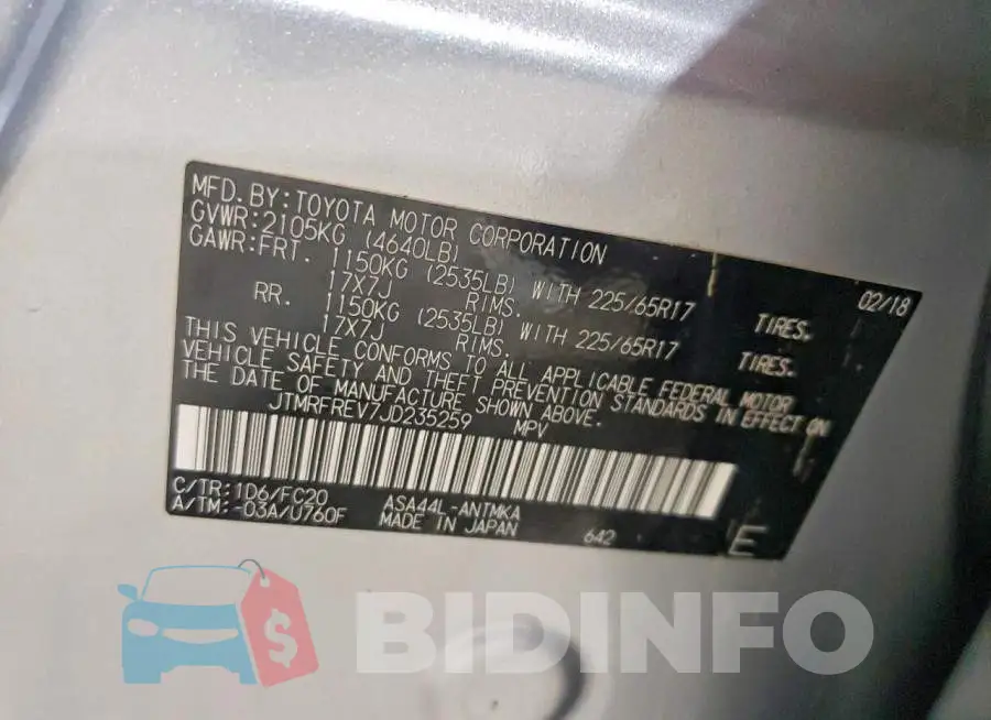 JTMRFREV7JD235259 Photo# 13