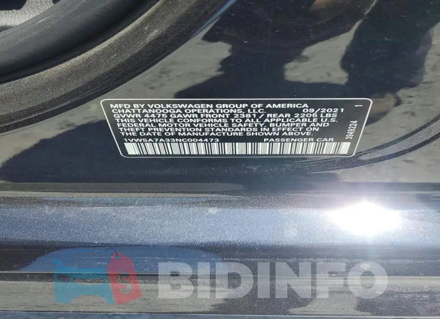1VWSA7A33NC004473 Photo# 13