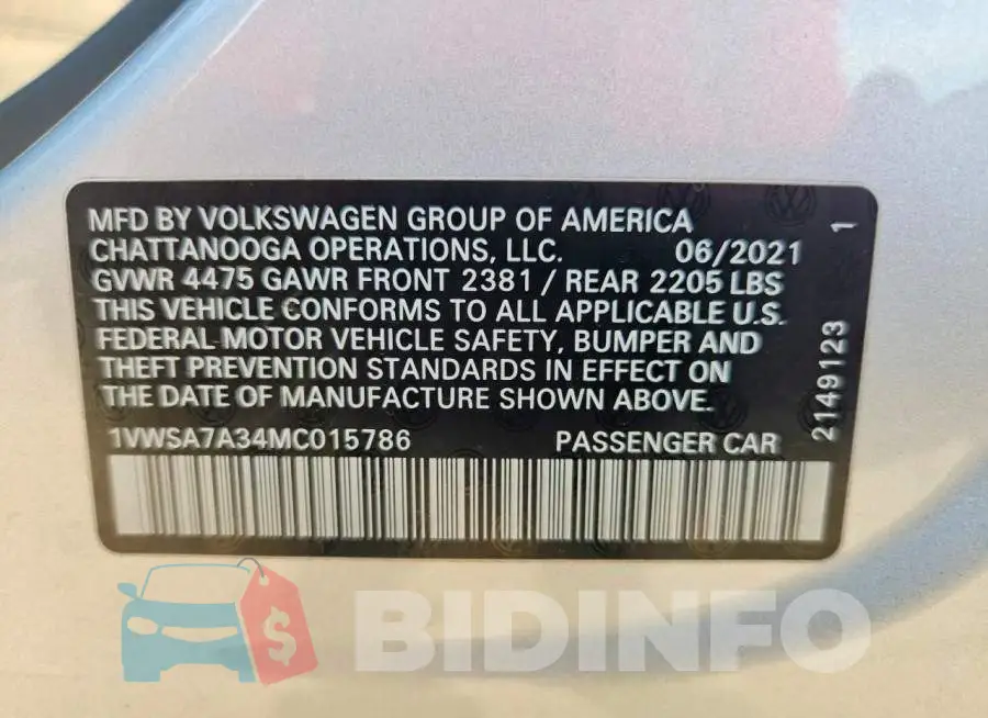1VWSA7A34MC015786 Photo# 12