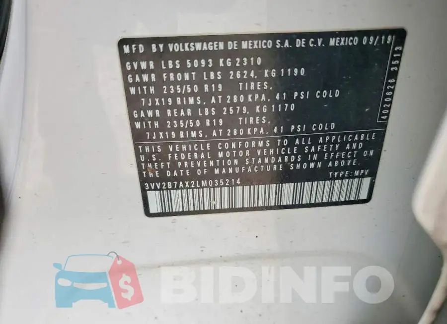 3VV2B7AX2LM035214 Photo# 13