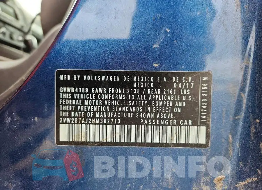 3VW2B7AJ2HM362713 Photo# 12