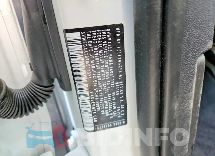 3VW5DAAT0KM510354 Photo# 12