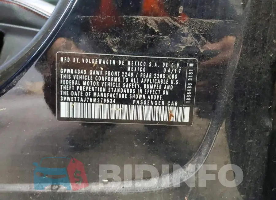 3VW5T7AJ7HM379534 Photo# 12