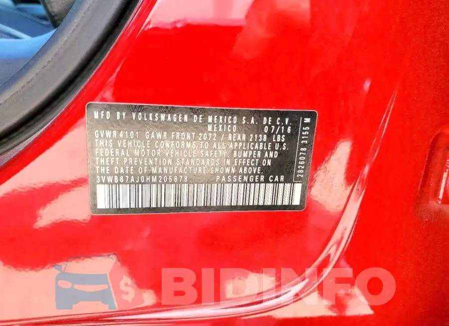 3VWB67AJ0HM205878 Photo# 12