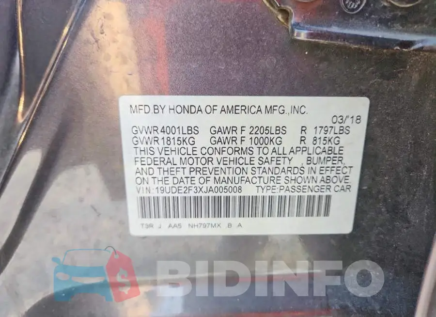19UDE2F3XJA005008 Photo# 12