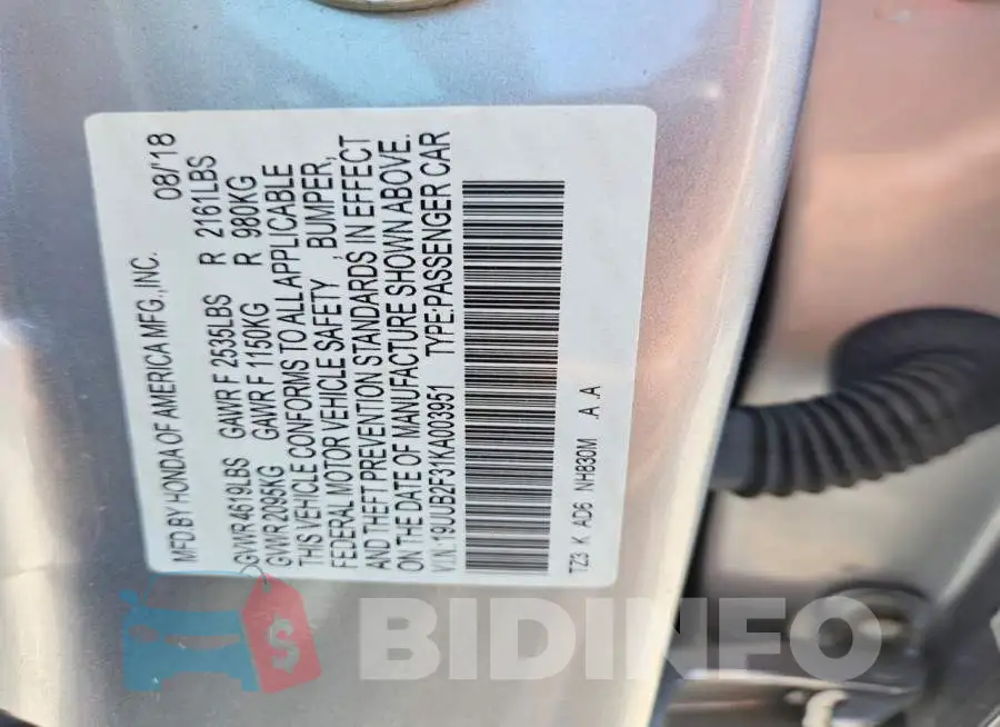 19UUB2F31KA003951 Photo# 12