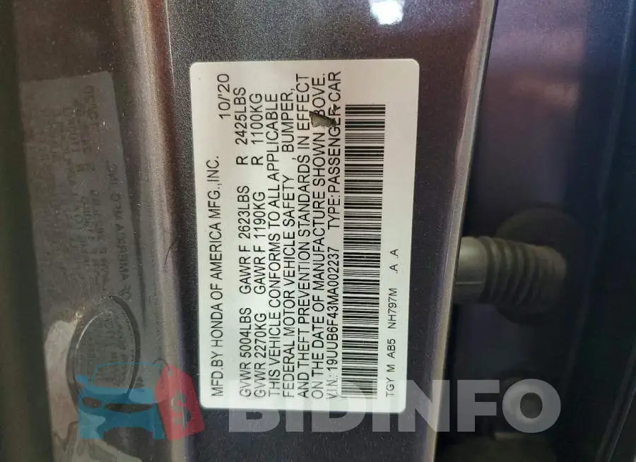 19UUB6F43MA002237 Photo# 12