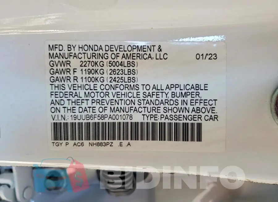19UUB6F58PA001078 Photo# 12