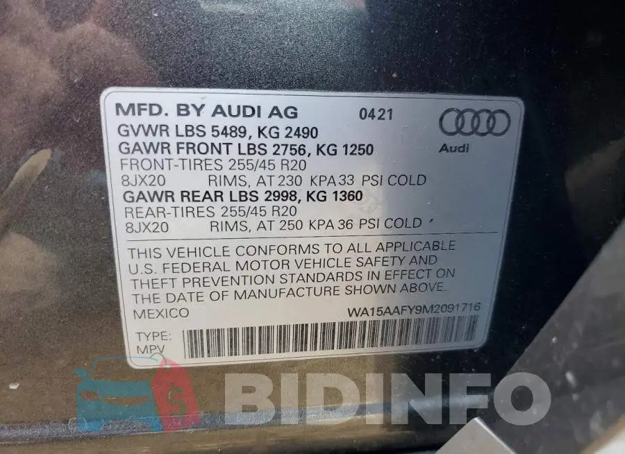 WA15AAFY9M2091716 Photo# 14