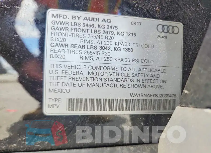 WA1BNAFY8J2039478 Photo# 14