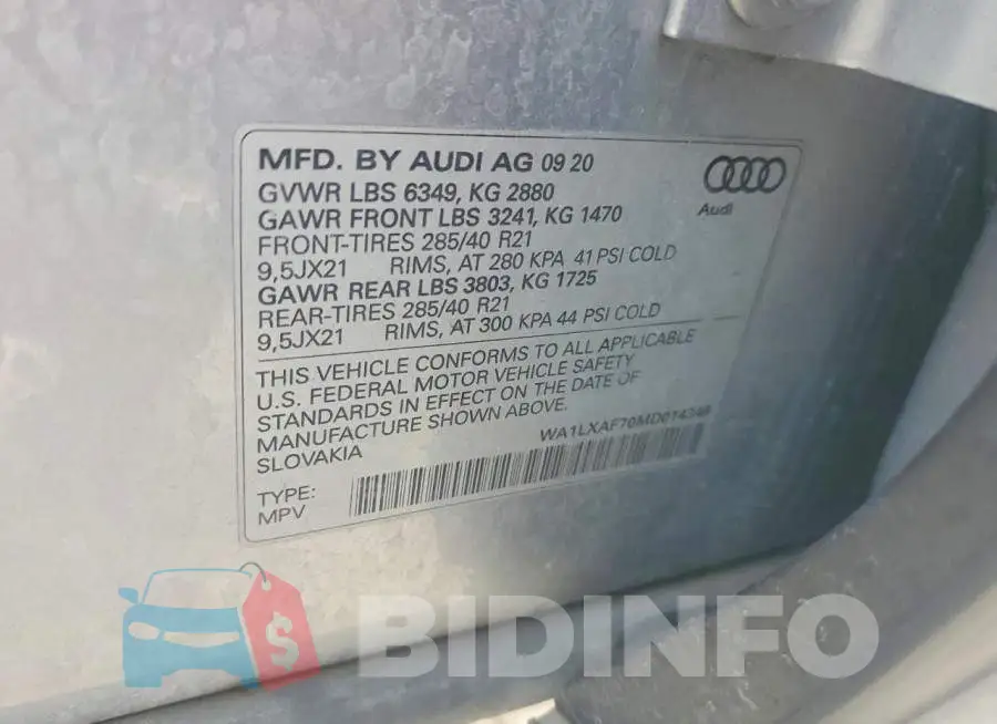 WA1LXAF70MD014346 Photo# 13