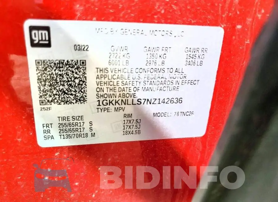 1GKKNLLS7NZ142636 Photo# 13