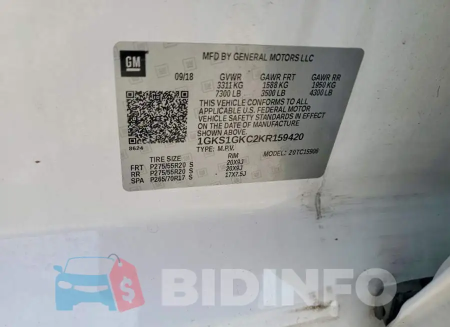 1GKS1GKC2KR159420 Photo# 13