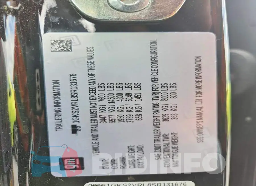 1GKS2VRL8SR131676 Photo# 13