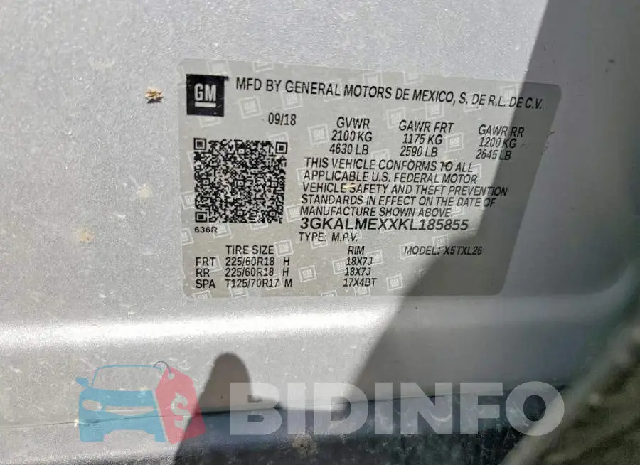 3GKALMEXXKL185855 Photo# 13