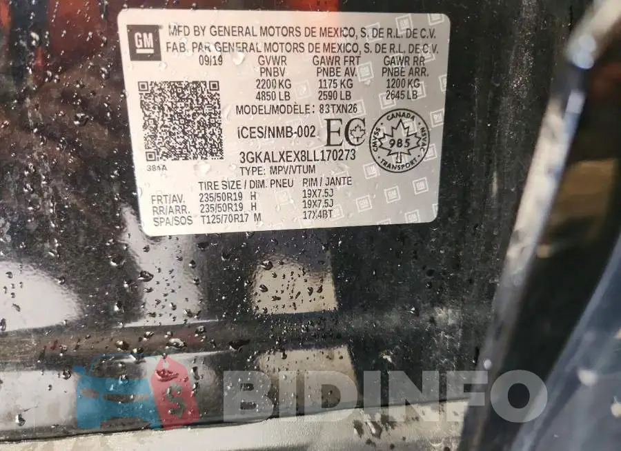 3GKALXEX8LL170273 Photo# 14
