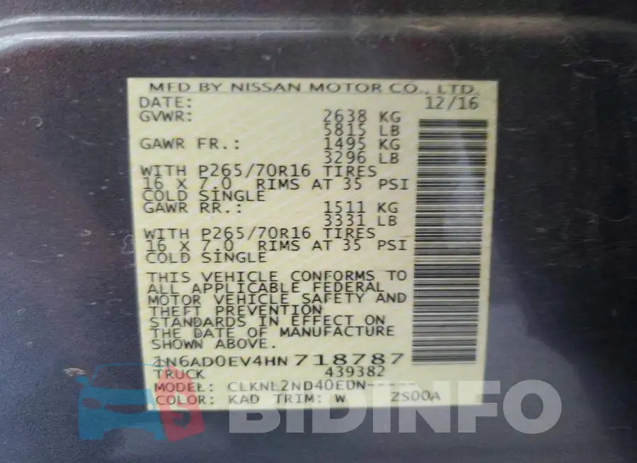 1N6AD0EV4HN718787 Photo# 13