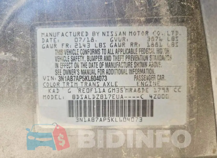 3N1AB7AP5KL604073 Photo# 13