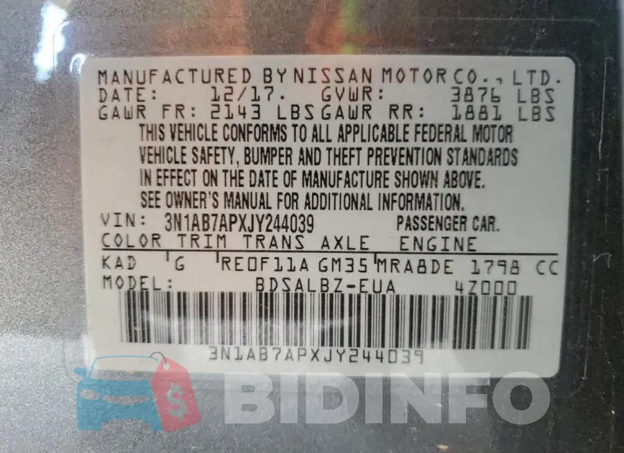 3N1AB7APXJY244039 Photo# 12