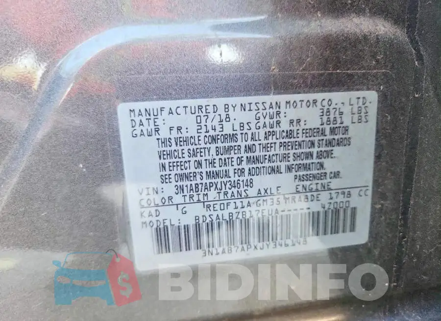 3N1AB7APXJY346148 Photo# 13