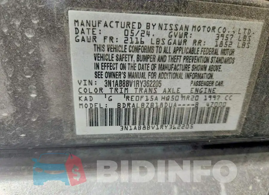 3N1AB8BV1RY362205 Photo# 12