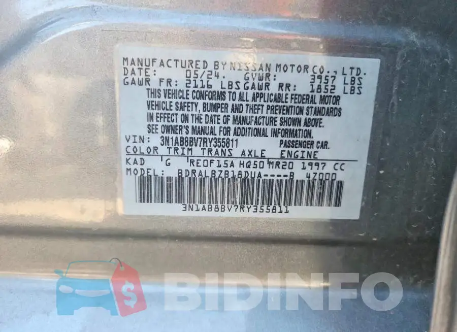 3N1AB8BV7RY355811 Photo# 13