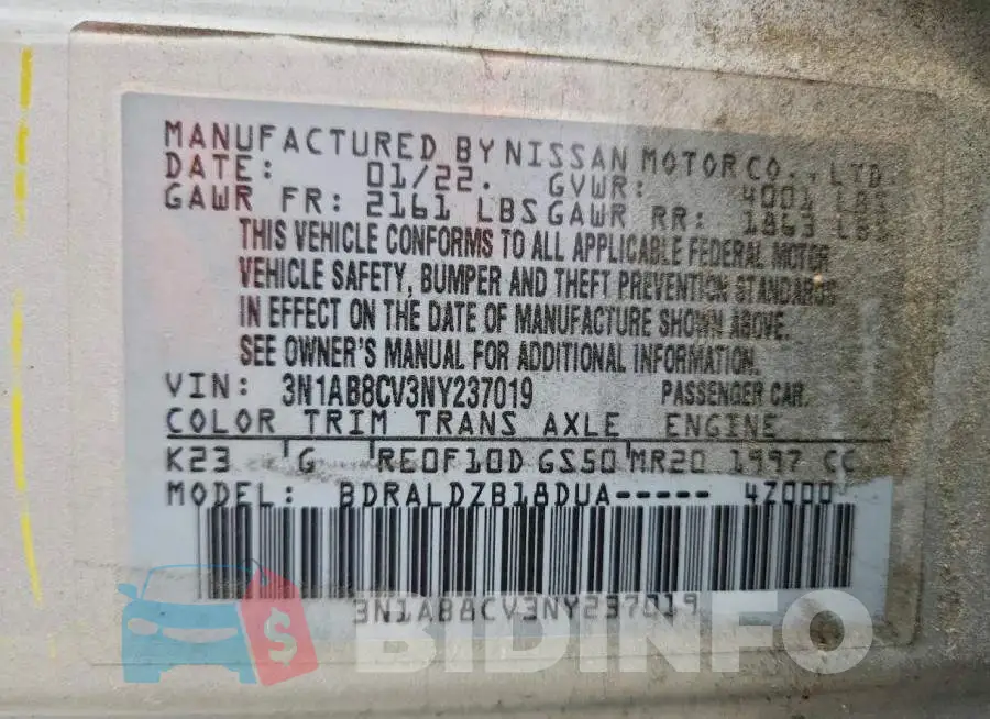 3N1AB8CV3NY237019 Photo# 12