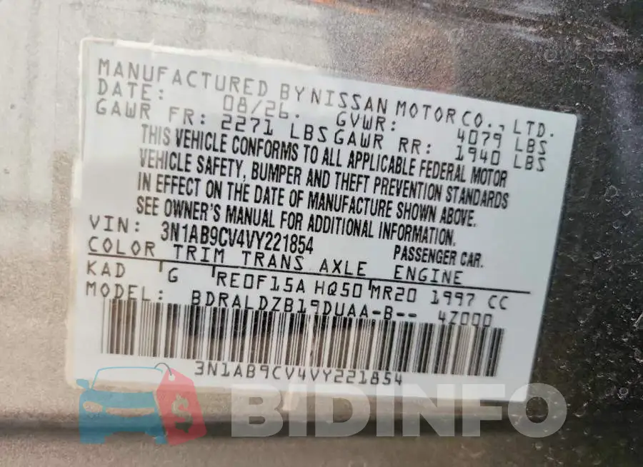 3N1AB9CV4VY221854 Photo# 13