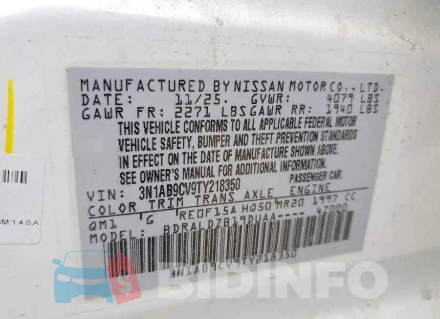 3N1AB9CV9TY218350 Photo# 12