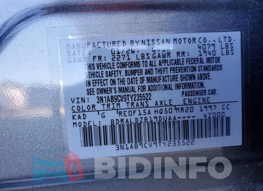3N1AB9CV9TY235522 Photo# 12