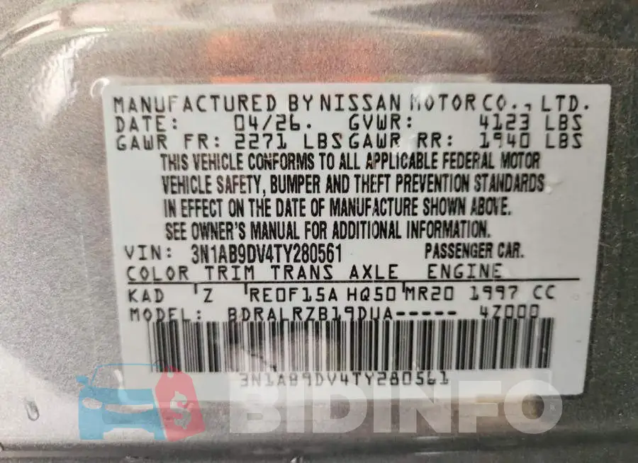 3N1AB9DV4TY280561 Photo# 12