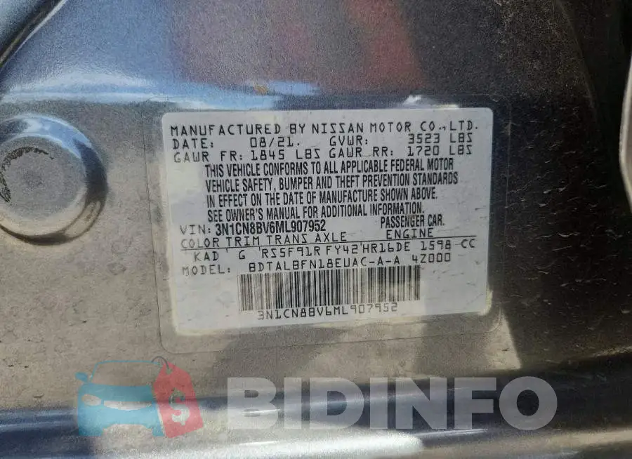 3N1CN8BV6ML907952 Photo# 12