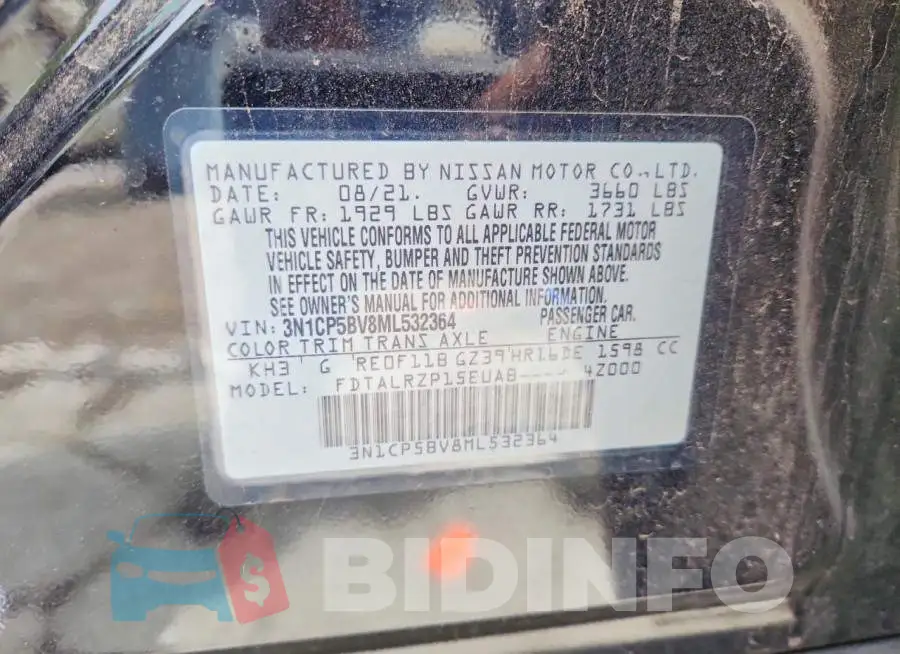 3N1CP5BV8ML532364 Photo# 13