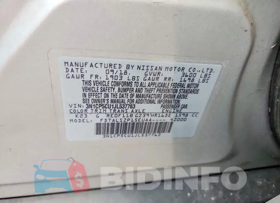 3N1CP5CU1JL537763 Photo# 12