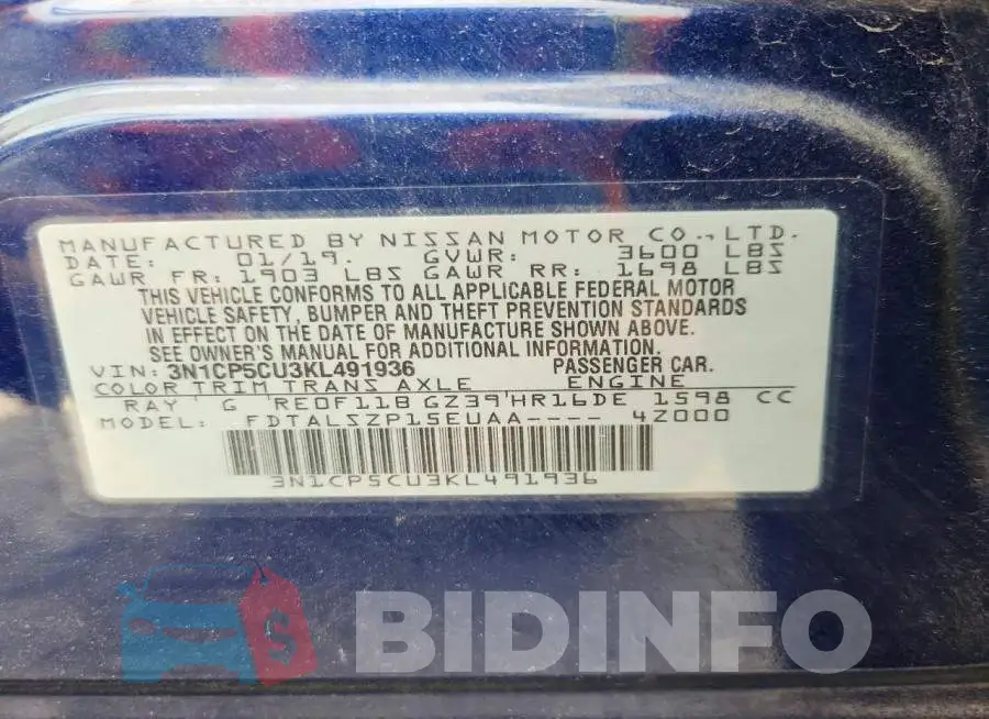 3N1CP5CU3KL491936 Photo# 12
