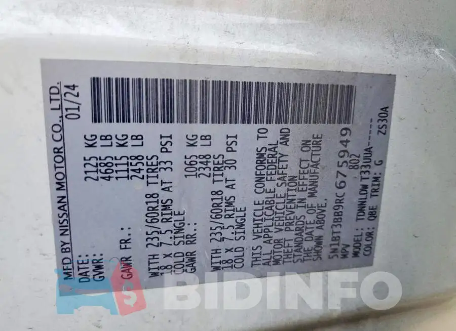 5N1BT3BB9RC675949 Photo# 12