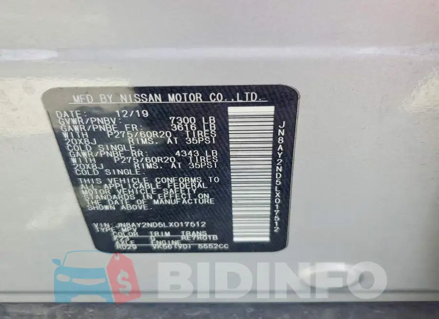 JN8AY2ND5LX017512 Photo# 13