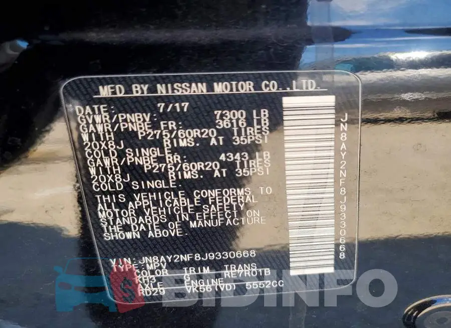 JN8AY2NF8J9330668 Photo# 13