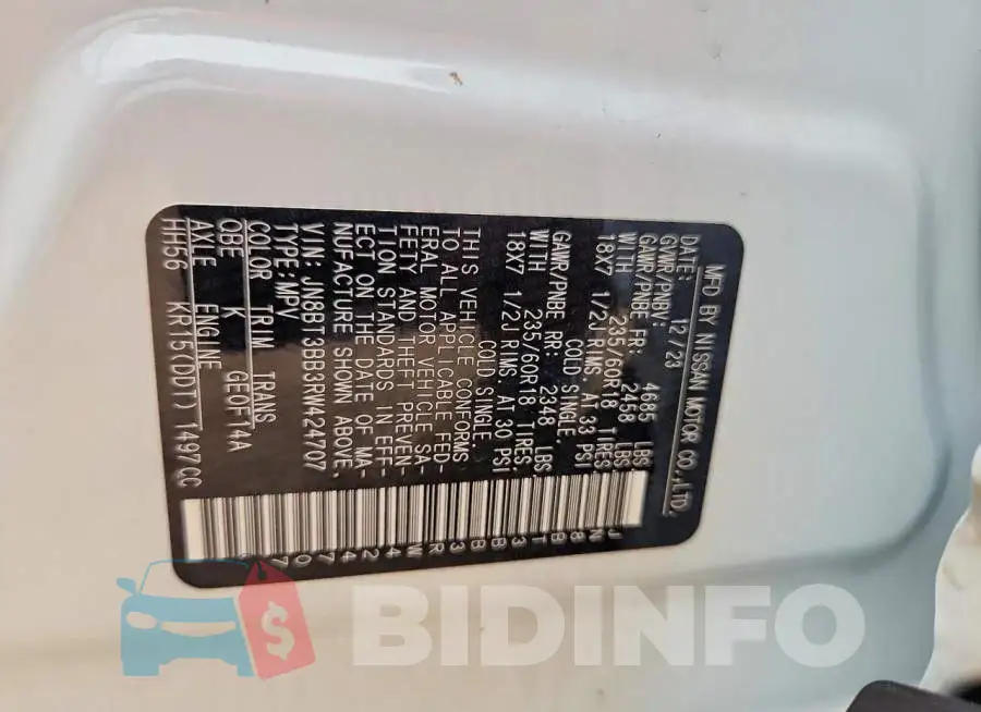 JN8BT3BB3RW424707 Photo# 14