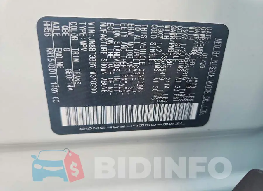 JN8BT3BB7TW378290 Photo# 13