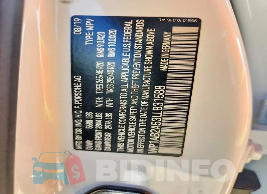 WP1AB2A53LLB31588 Photo# 13