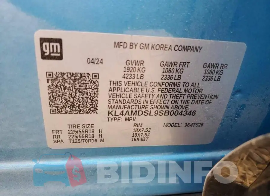 KL4AMDSL9SB004346 Photo# 13