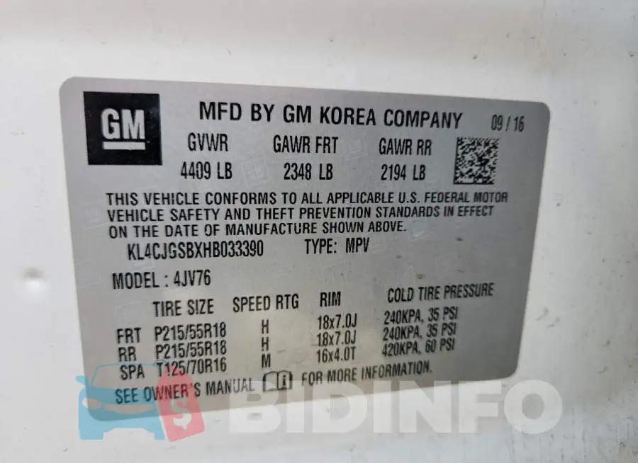 KL4CJGSBXHB033390 Photo# 13